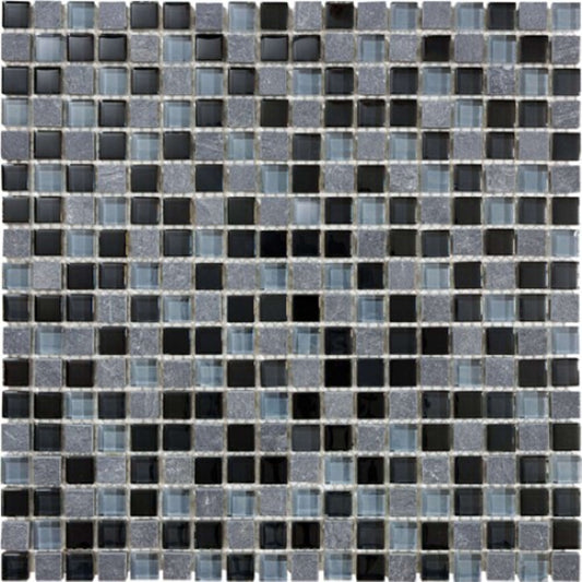 Bliss in Black Timber 12x12 Mosaics Glass Tile