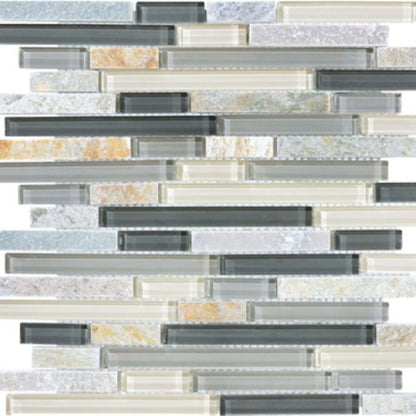 Bliss in Silver Aspen 12x12 Random Strip Mosaics Glass Tile