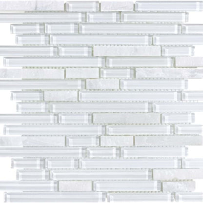 Bliss in Norwegian Ice 12x12 Random Strip Mosaics Glass Tile