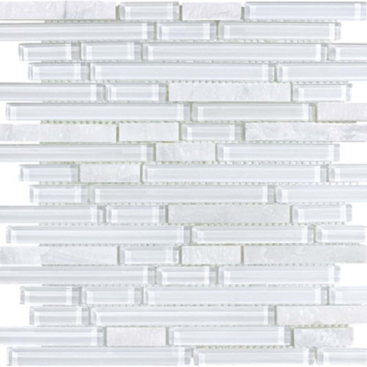 Bliss in Norwegian Ice 12x12 Random Strip Mosaics Glass Tile