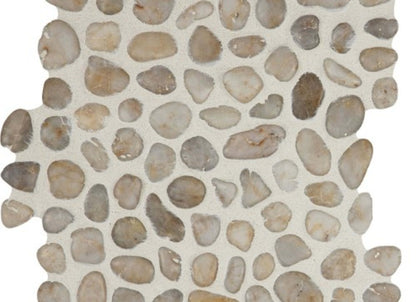 Pebbles in White Snowball Round 12x12