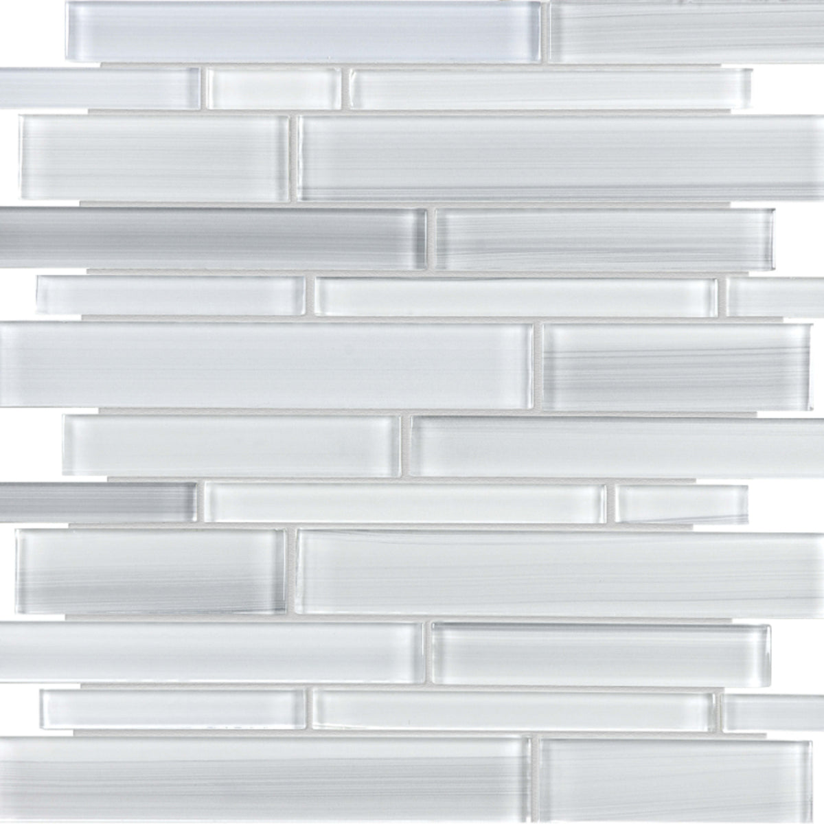 Fusion in Ice Random Strip Mosaic Glass Tile