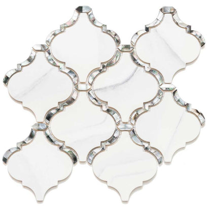 Akoya Pearl in Statuario Glass Tile