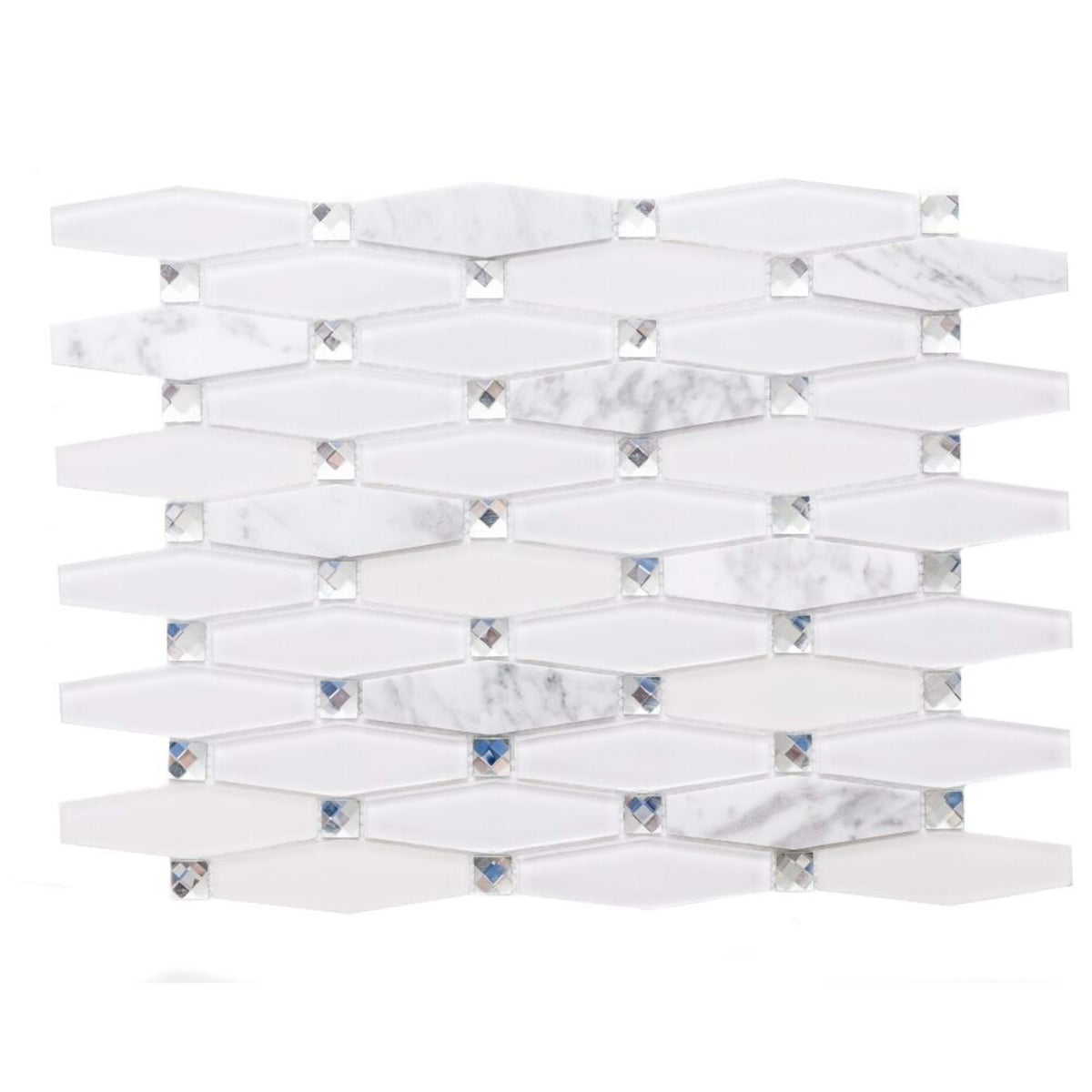 Diamond Dot in Carrara Glass Tile