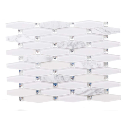 Diamond Dot in Carrara Glass Tile
