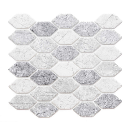 Elongated Hex in Shades Glass Tile