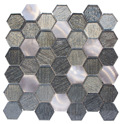 Galaxy in Silver Hex Glass Tile