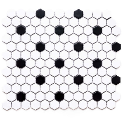 Hexagon in Black & White 1x1 Tile