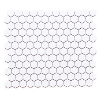 Hexagon in White 1x1 Tile