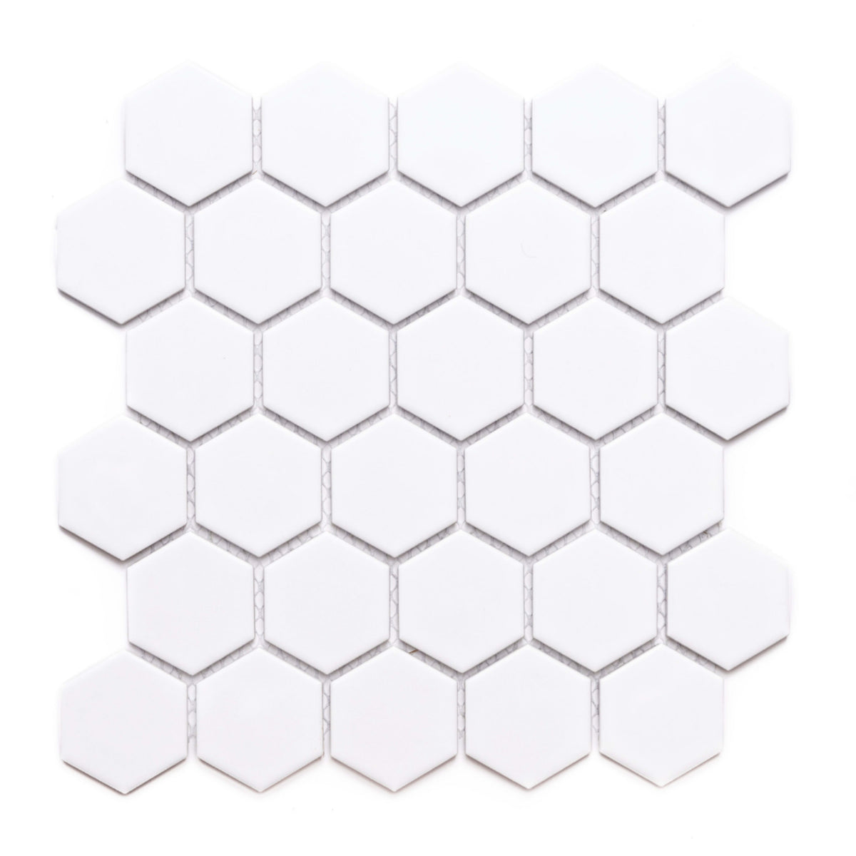 Hexagon in White 2x2 Tile