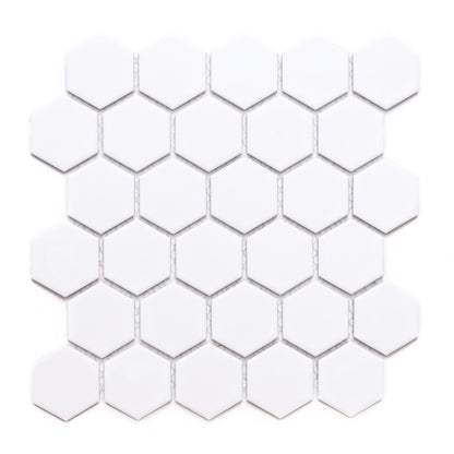 Hexagon in White 2x2 Tile
