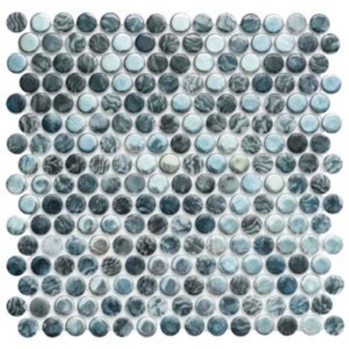 Penny in Arrecife Iridis Grey Glass Tile