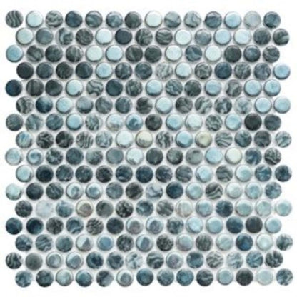 Penny in Arrecife Iridis Grey Glass Tile