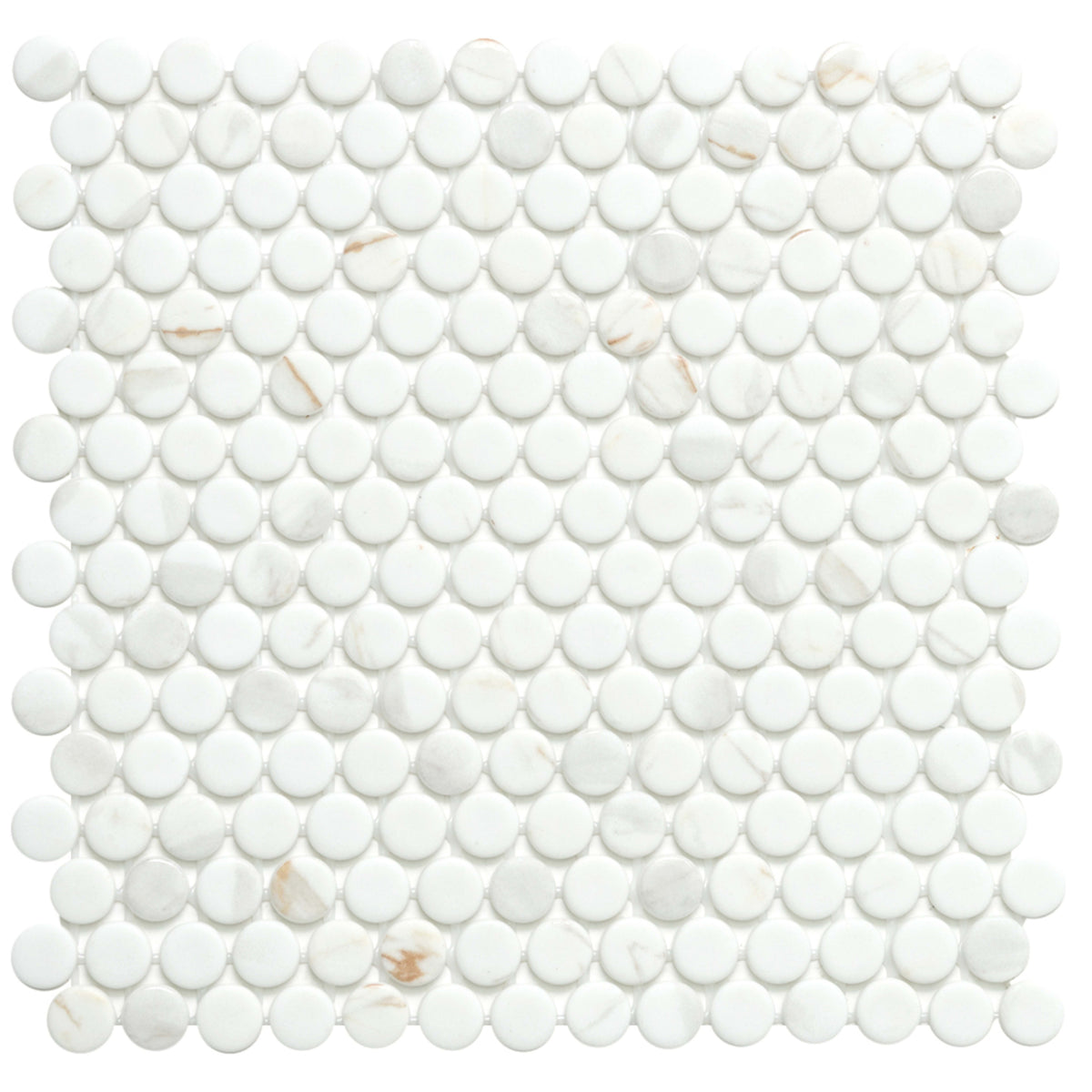Penny in Calacatta Gold Glass Tile