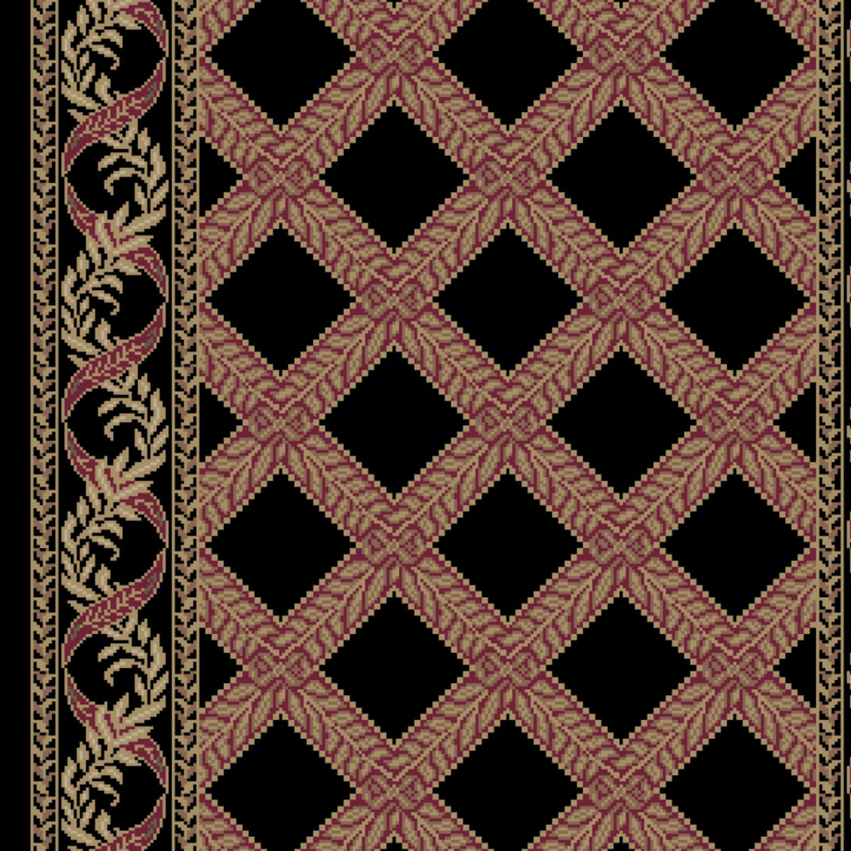 Garden Trellis Runner in Black Rose Carpet
