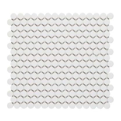 Finish Line in Glossy White Pennyrounds Tile