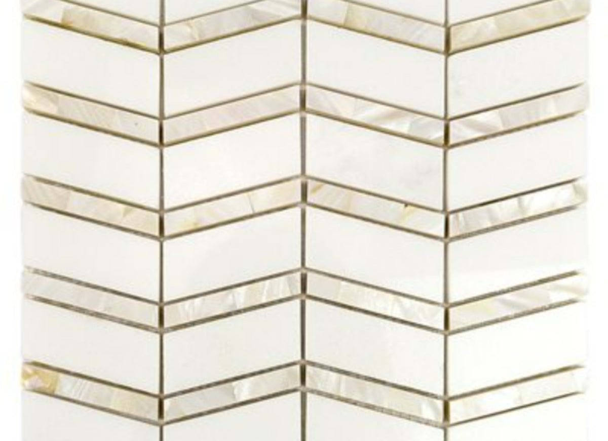 Heraldry in White Thassos With Mother Of Pearl Line