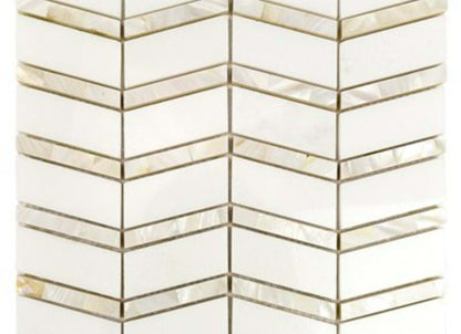 Heraldry in White Thassos With Mother Of Pearl Line