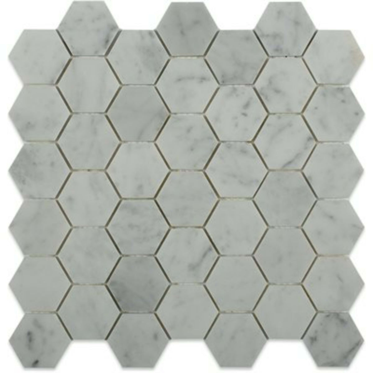 White Carrara in White Carrara 2'' Hexagon Natural Stone