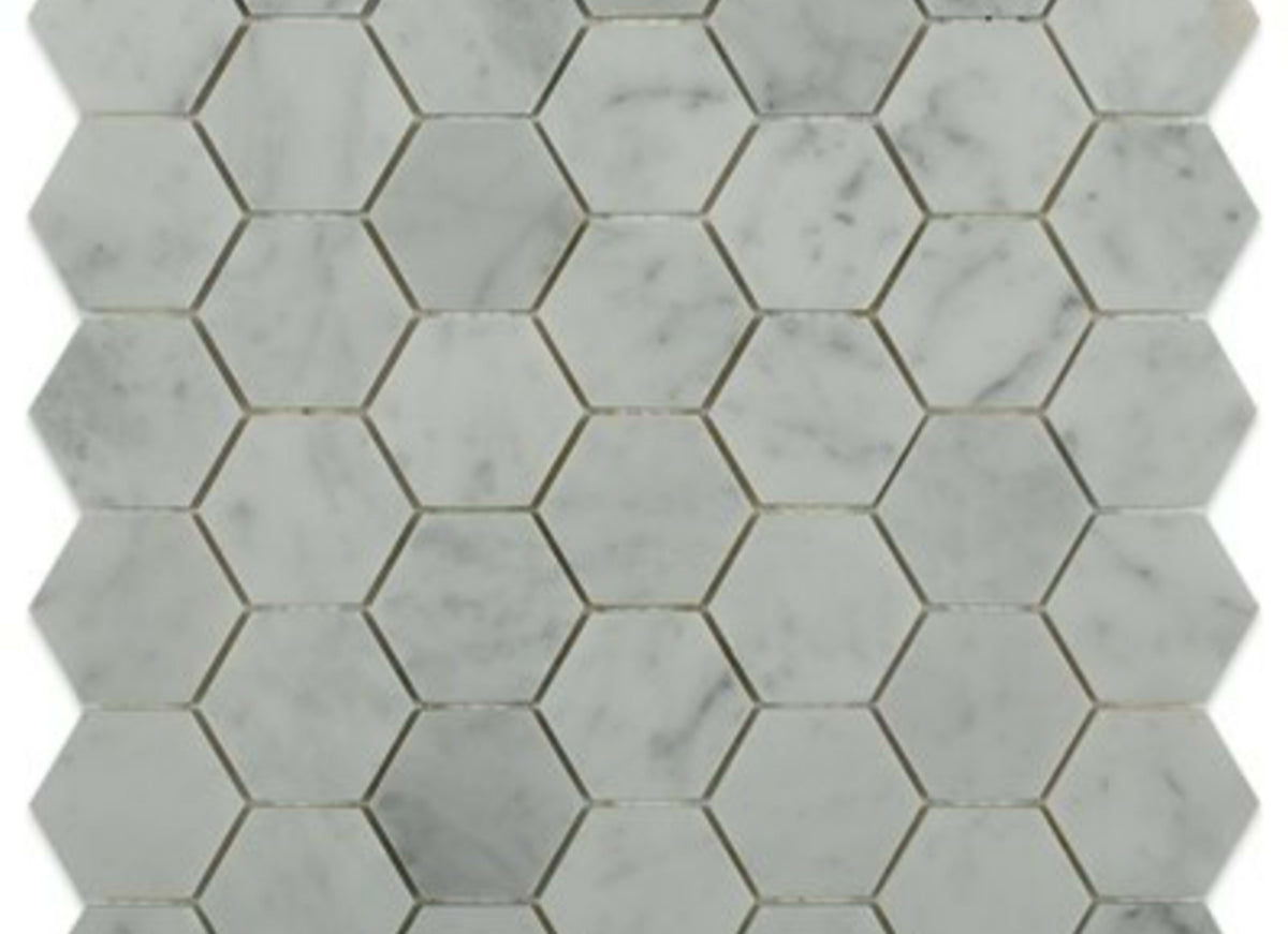 White Carrara in White Carrara 2'' Hexagon