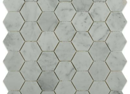 White Carrara in White Carrara 2'' Hexagon