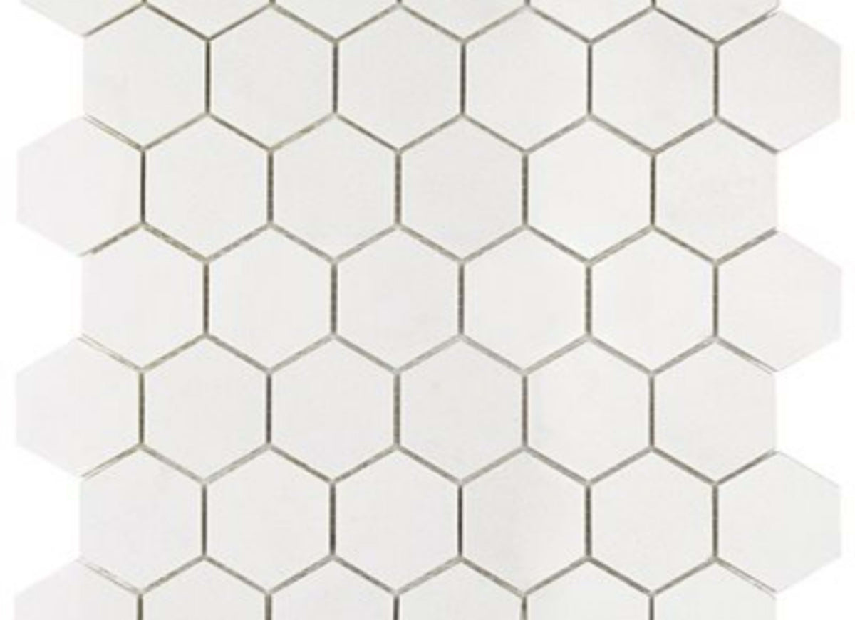 White Thassos in White Thassos 2'' Hexagon