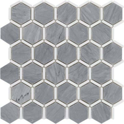 Honeycomb in Burlington Gray  White Thassos Natural Stone