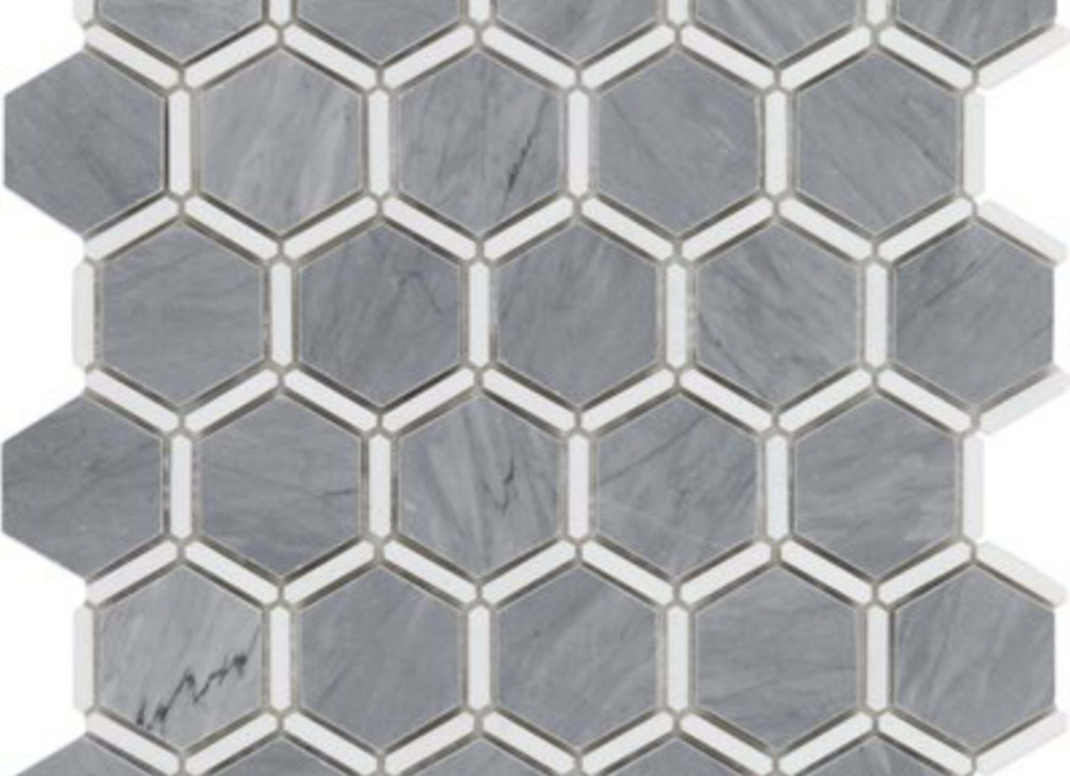 Honeycomb in Burlington Gray  White Thassos