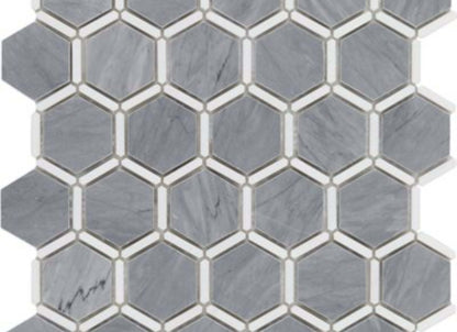 Honeycomb in Burlington Gray  White Thassos