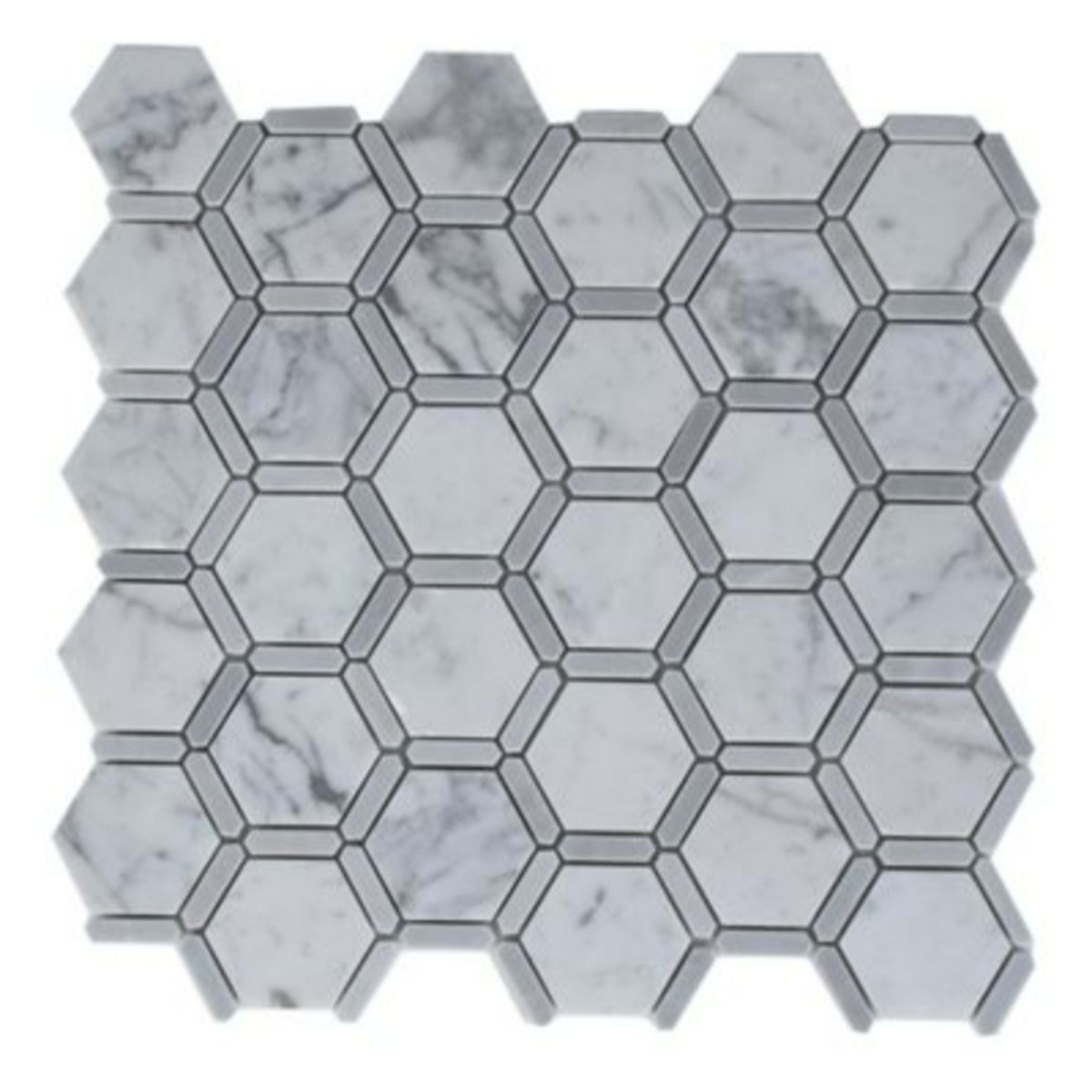 Honeycomb in White Carrara  Light Bardiglio Natural Stone