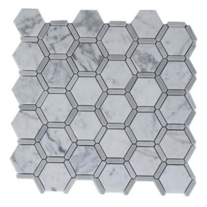 Honeycomb in White Carrara  Light Bardiglio Natural Stone