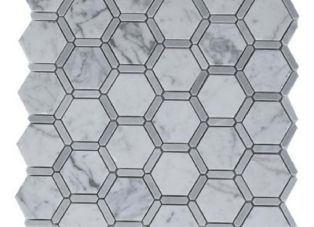 Honeycomb in White Carrara  Light Bardiglio