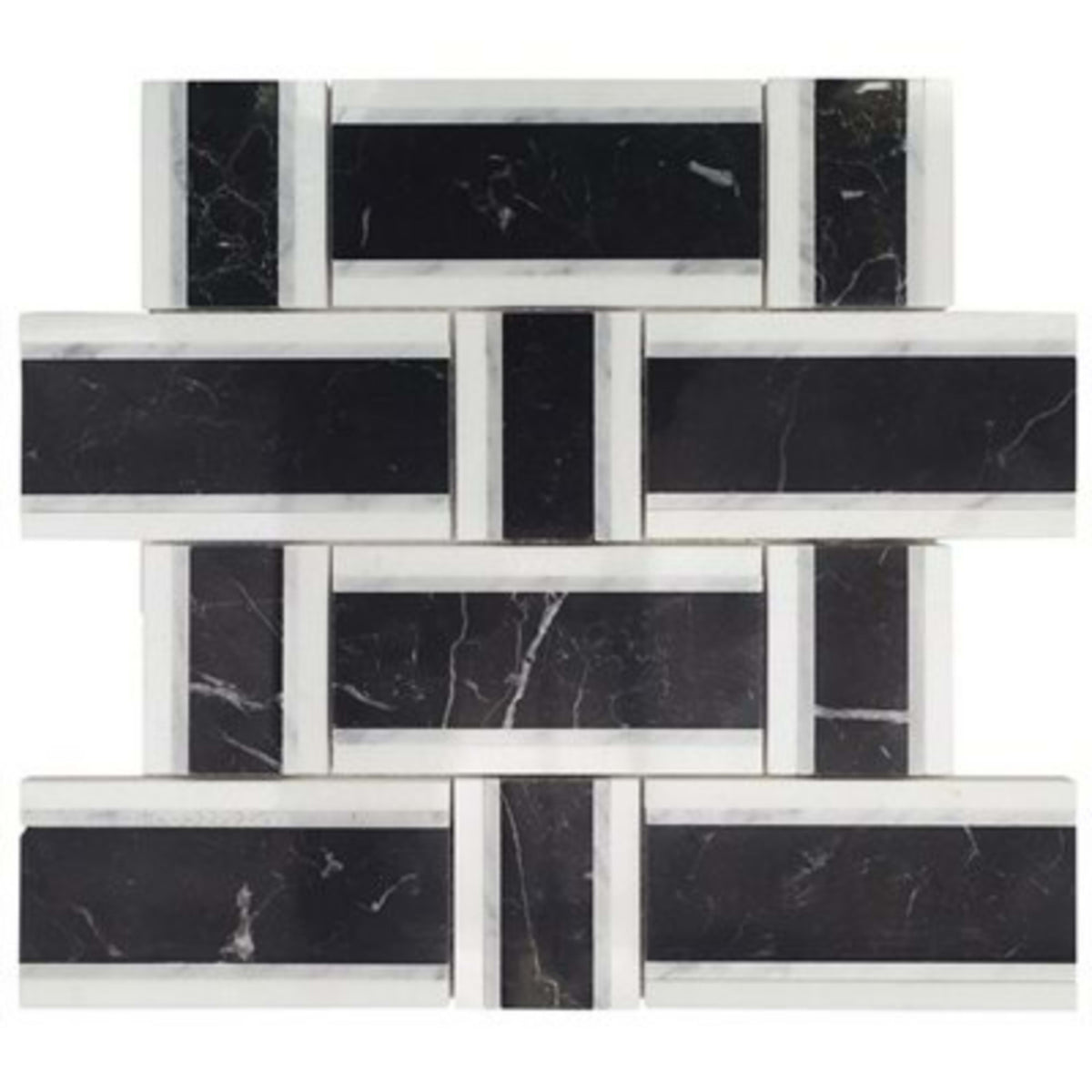 Interlace in Nero Marquina White Carrara  Thassos Natural Stone