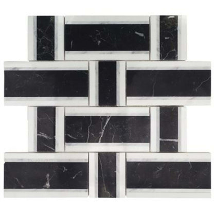 Interlace in Nero Marquina White Carrara  Thassos Natural Stone