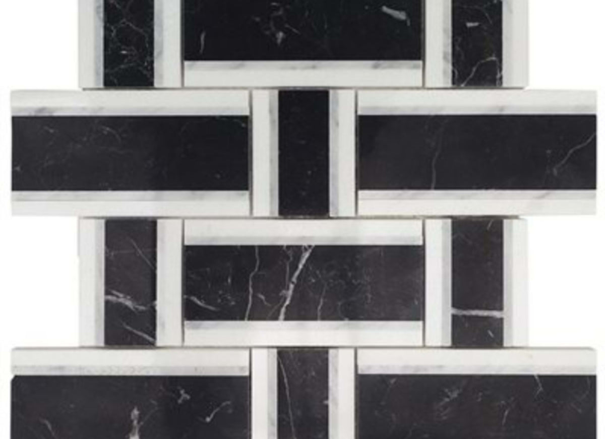 Interlace in Nero Marquina White Carrara  Thassos