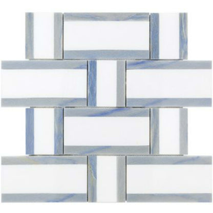 Interlace in White Thassos  Blue Macauba Natural Stone