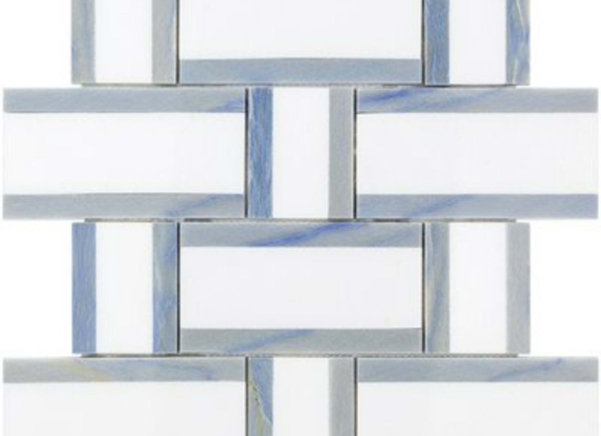 Interlace in White Thassos  Blue Macauba