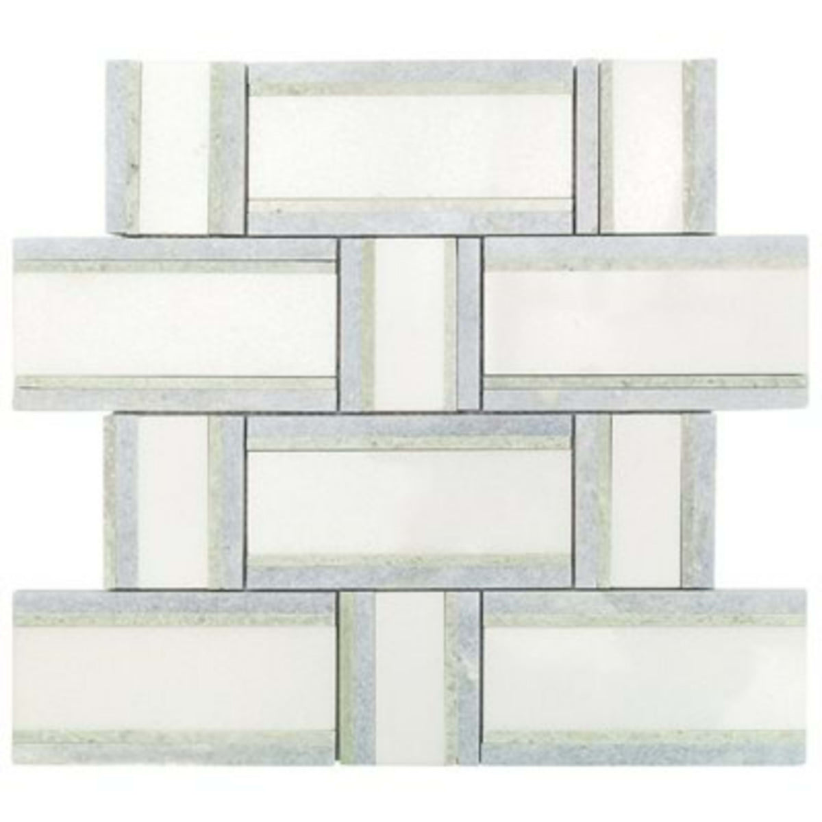 Interlace in Thassos Ming Green  Blue Celeste Natural Stone