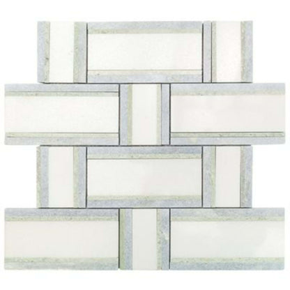 Interlace in Thassos Ming Green  Blue Celeste Natural Stone