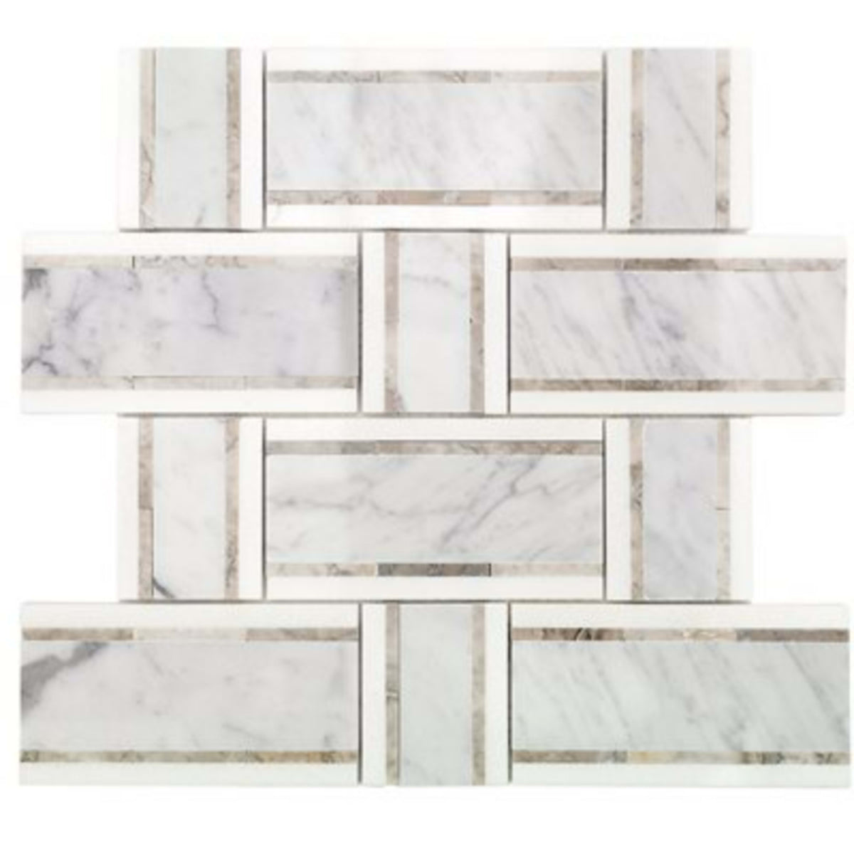 Interlace in White Carrara Temple Gray  Thassos Natural Stone