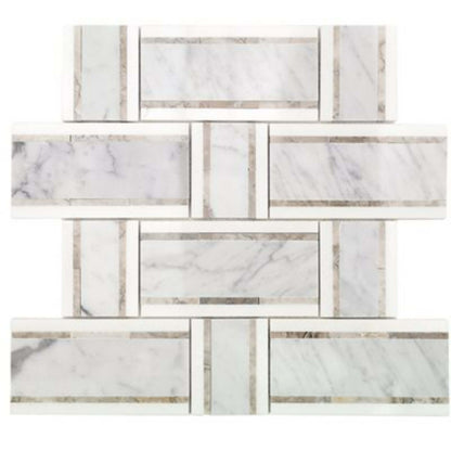 Interlace in White Carrara Temple Gray  Thassos Natural Stone