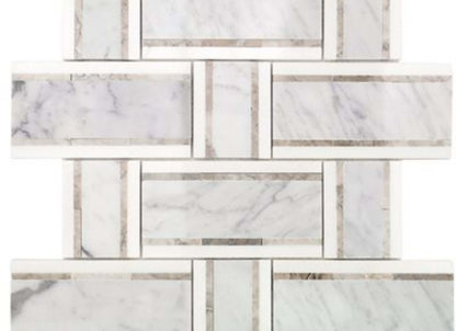 Interlace in White Carrara Temple Gray  Thassos