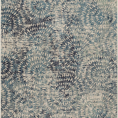 Imprinted Blooms Aqua in Ivory/Multi Area Rugs