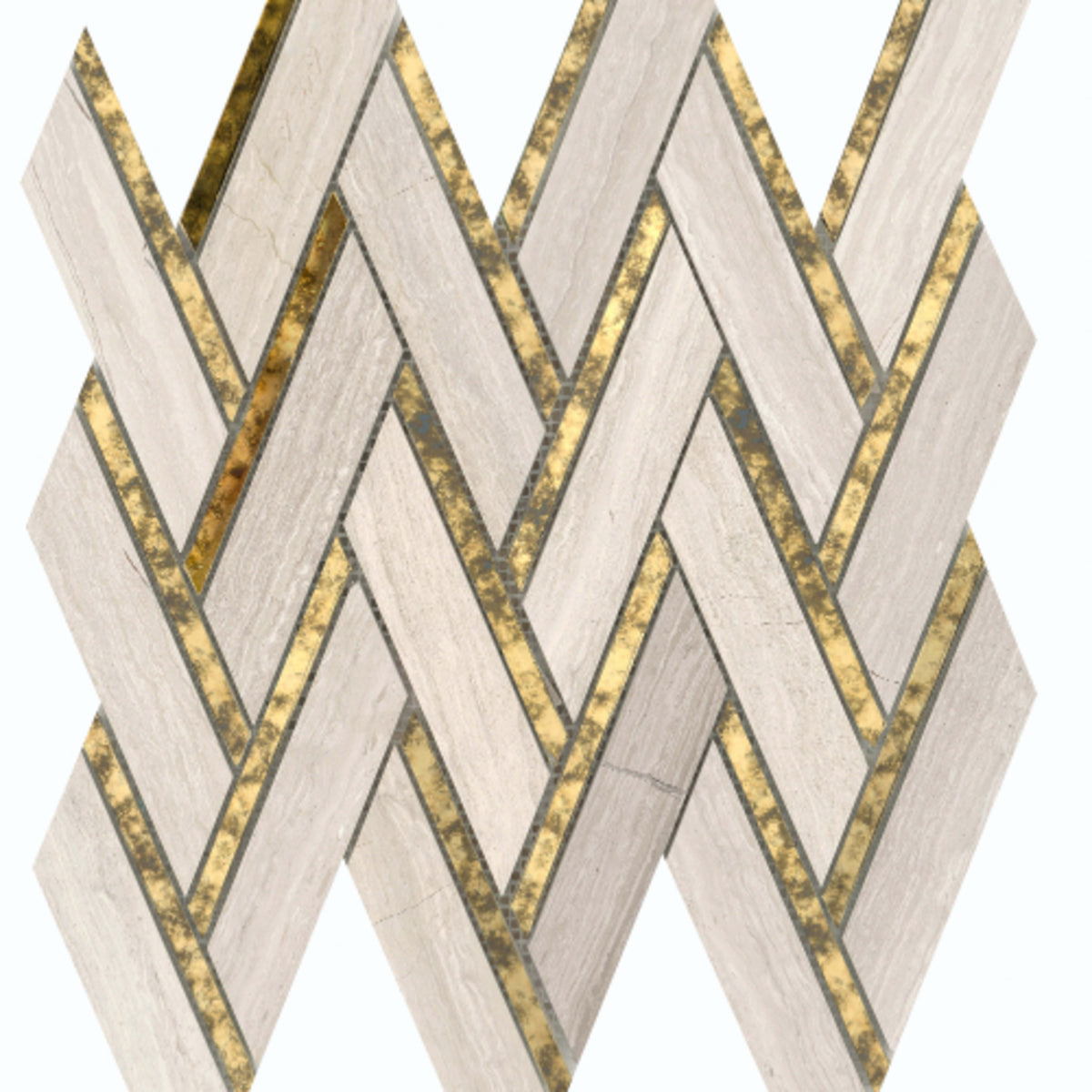 Impulse in Cream Chevron Glass Tile