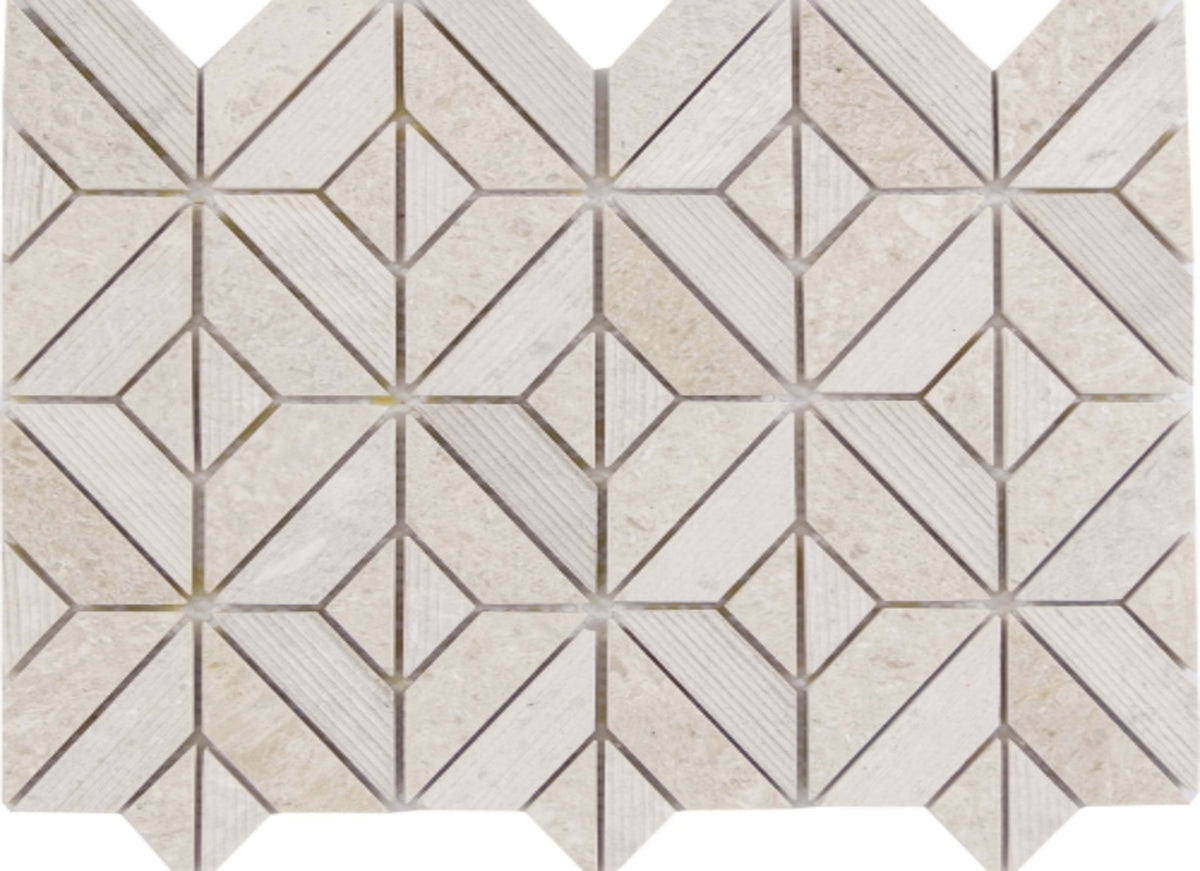 Limestone in Ivory Rhombus Mosaic 12"x12"