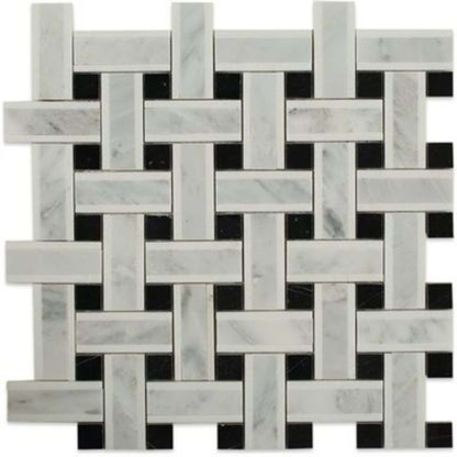 Lattice in White Thassos With Light Gray  Black Natural Stone