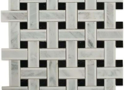 Lattice in White Thassos With Light Gray  Black