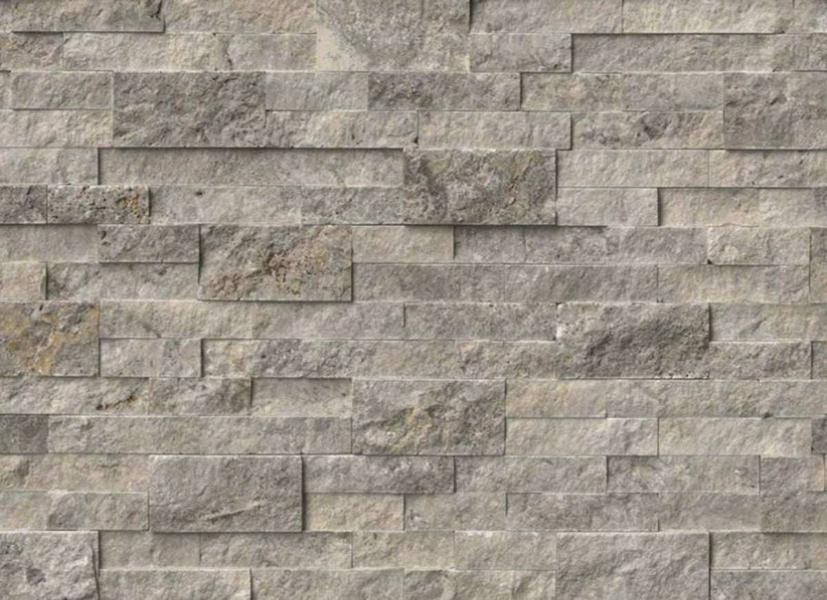 Rockmount Stacked Stone Collection in Silver Travertine