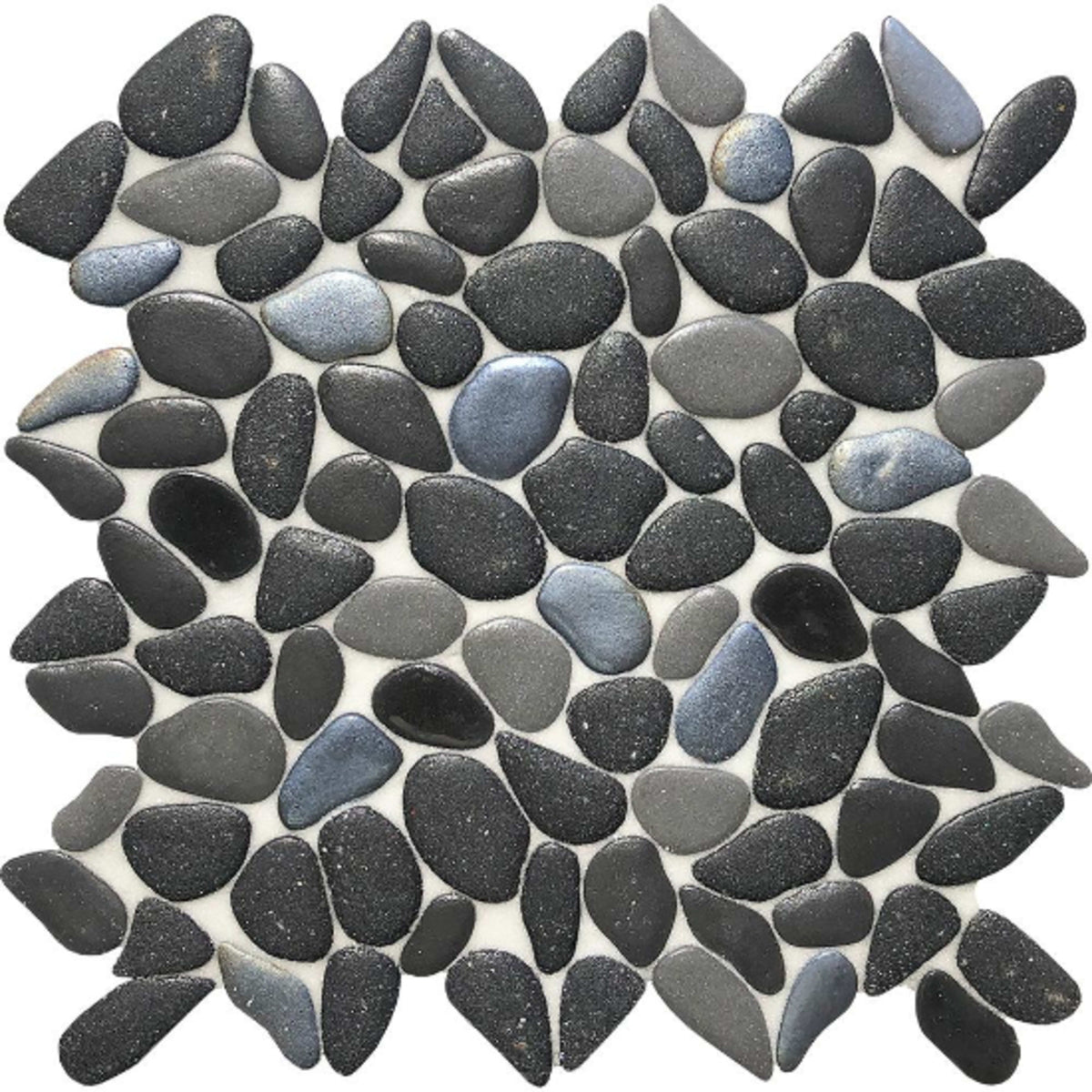 Liquid Rocks in Abyss Black Glass Tile