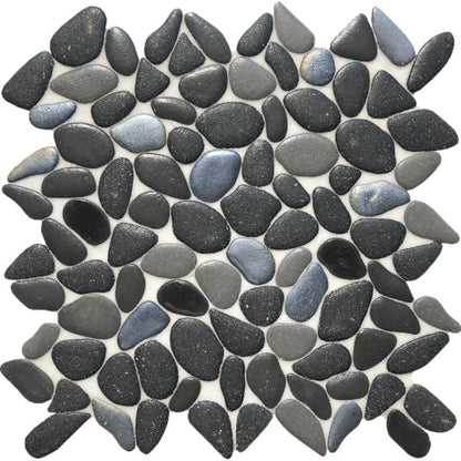 Liquid Rocks in Abyss Black Glass Tile